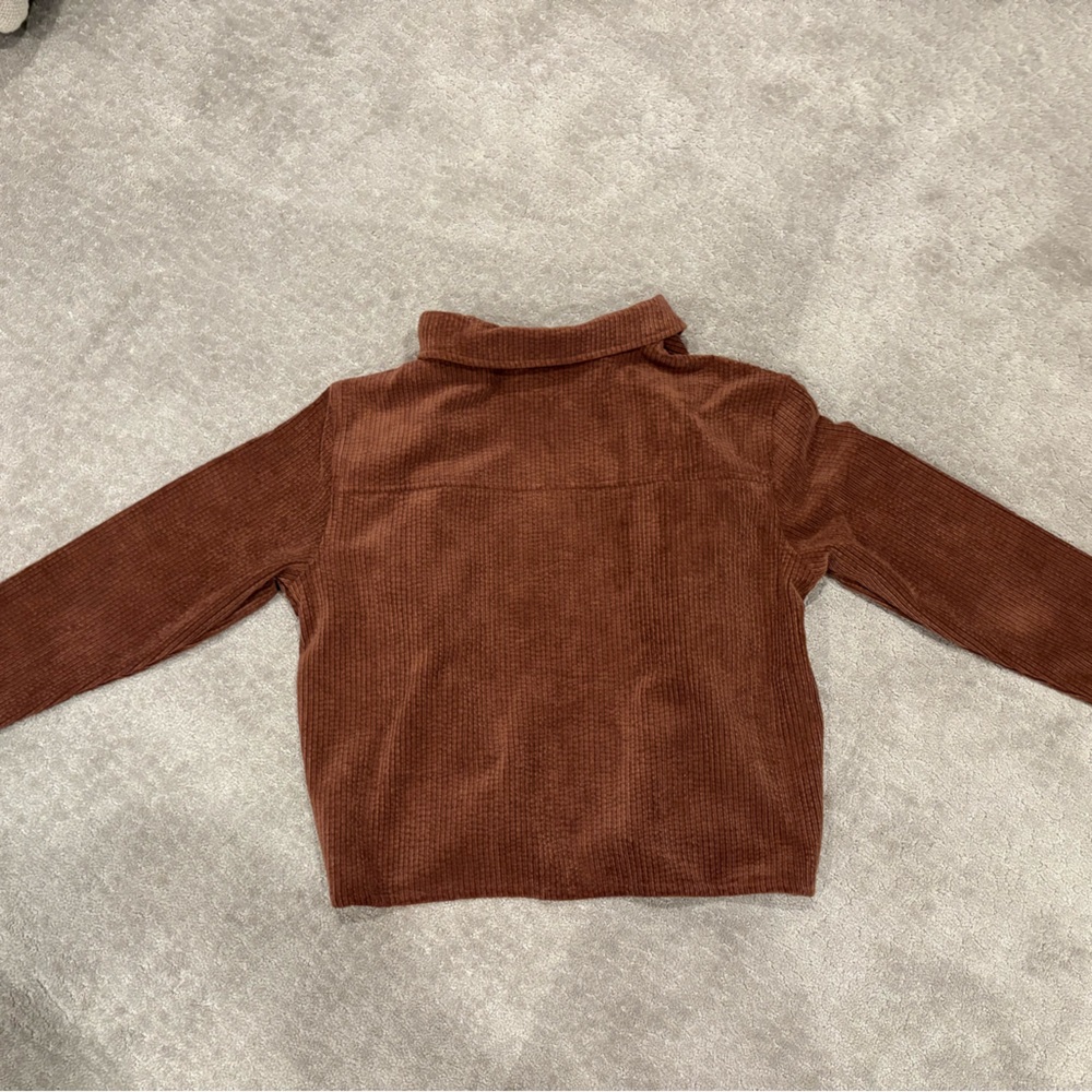 Women's Brown Ribbed Jean Jacket - Picture 2 of 5